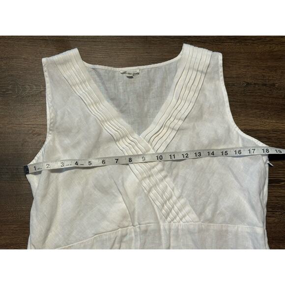 Garnet Hill Women's White Linen Sleeveless Dress Size 8 100% Linen Midi Dress - Picture 4 of 8